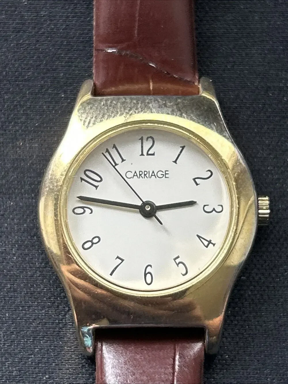 Carriage Gold Tone White Dial Women’s Quartz Watch